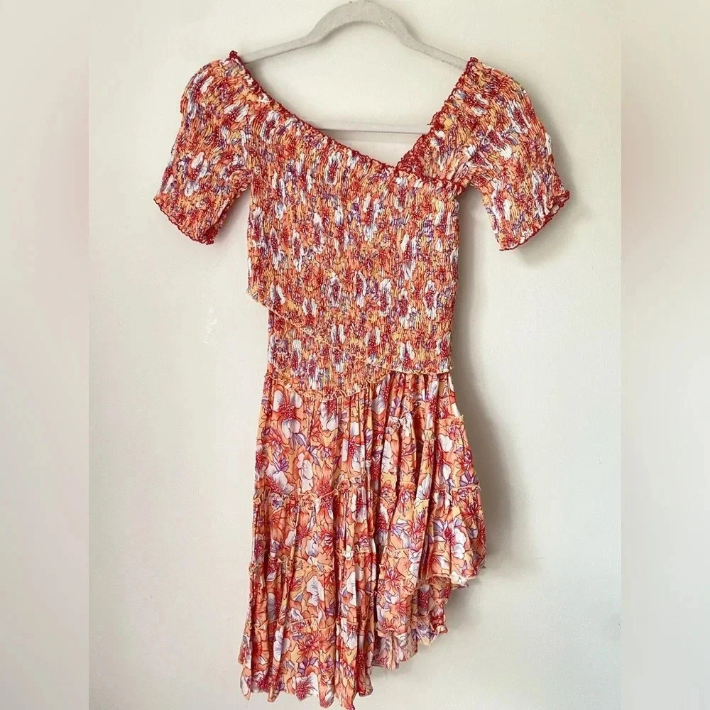 Poupette St Barth Dress Women’s XS Soledad Mini Yellow Dalia Floral Off Shoulder - Picture 4 of 11
